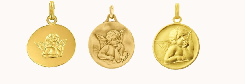 Médaille baptême or jaune – SANCTIS